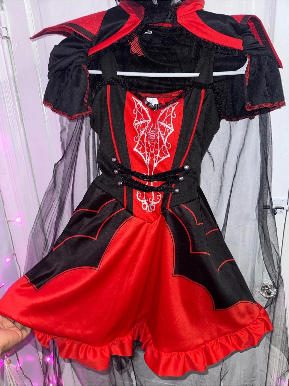 Red & Black Vampire Girl Costume for Kids